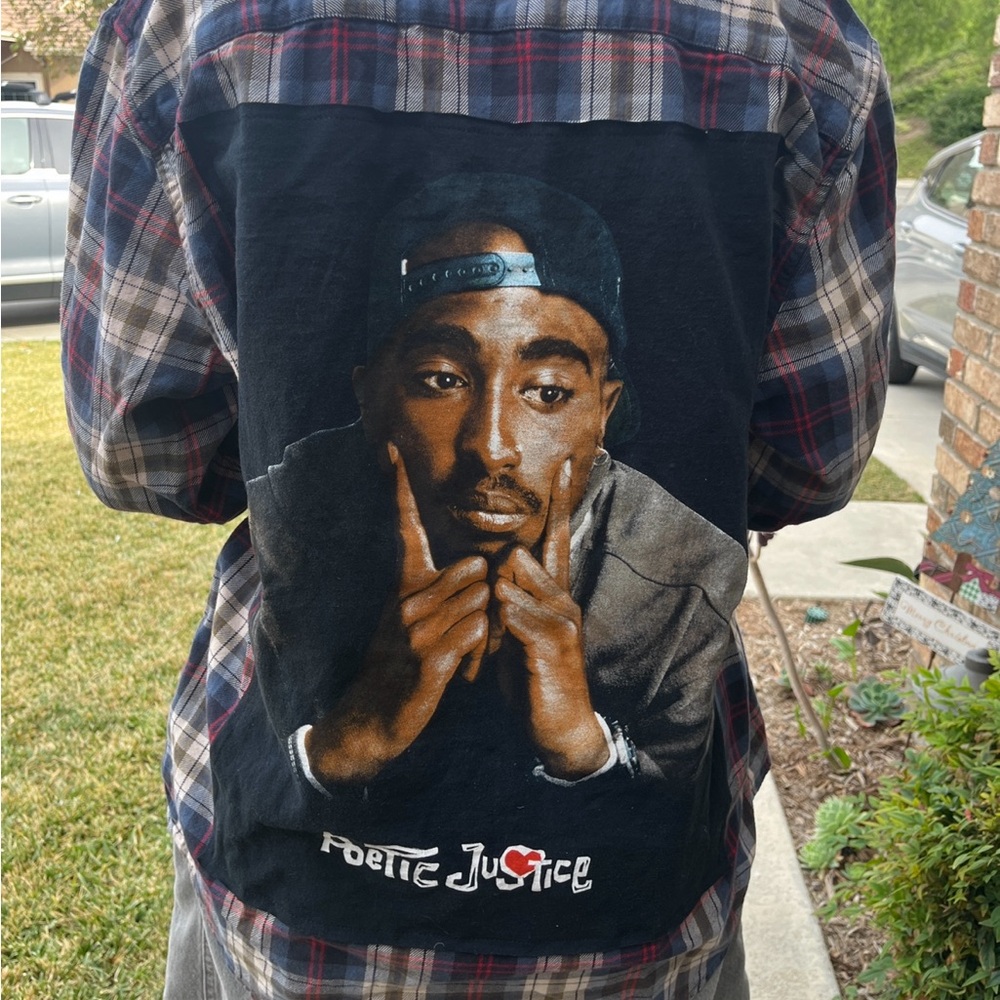 Poetic Justice Flannel Shirt upcycled unisex Size XL